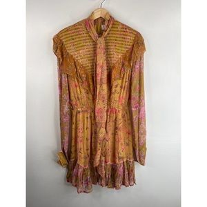 Hemant & Nandita Flounced Hem Women's Vim Mini Dress Dijon Size: Medium